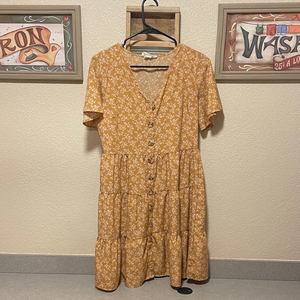 Sweet Wanderer Mustard Floral Dress